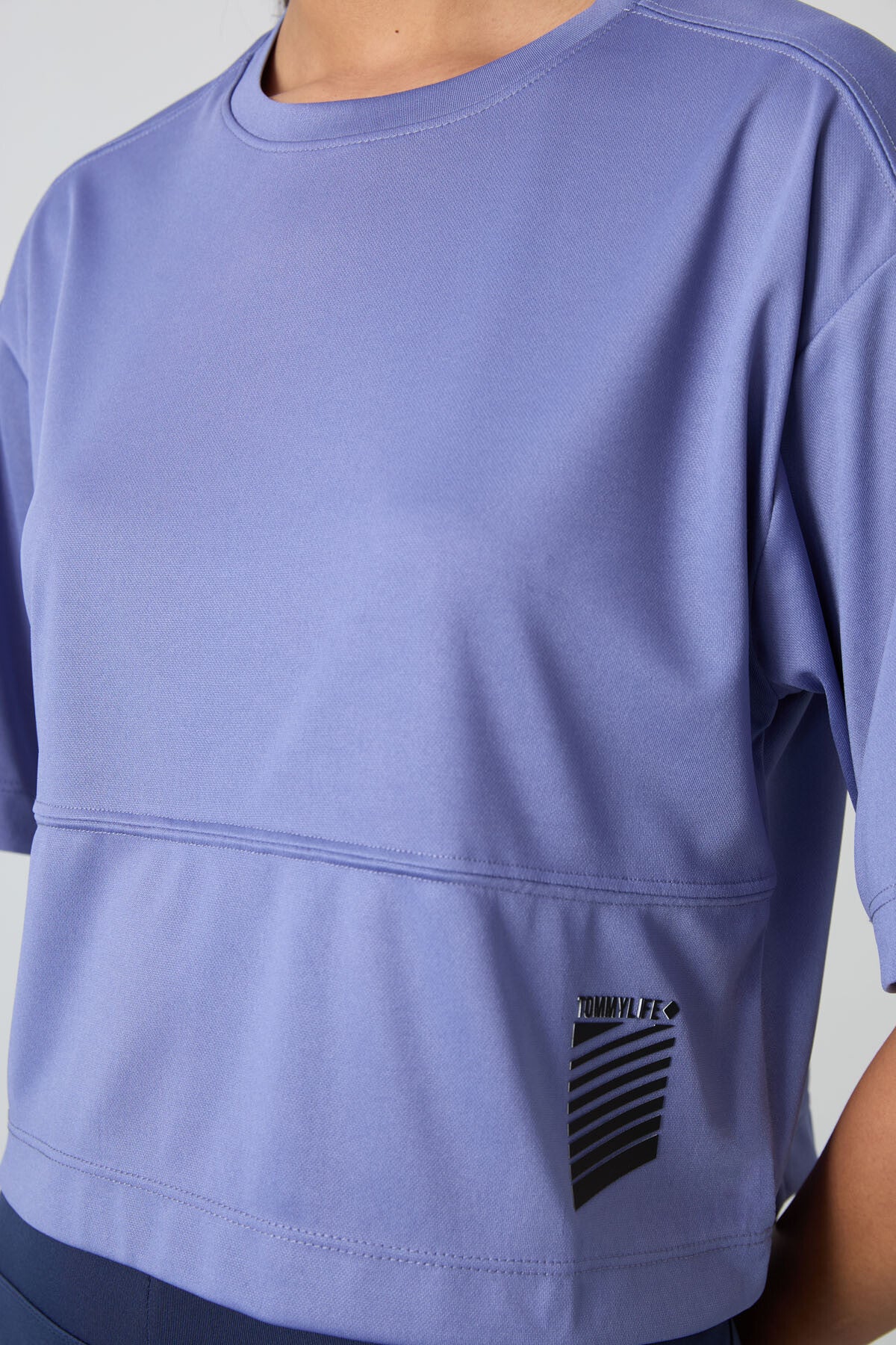 Image of Eflatun Nefes Alan Dokulu İnce Esnek Oversize Fit Performans Kadın T-Shirt - 97284