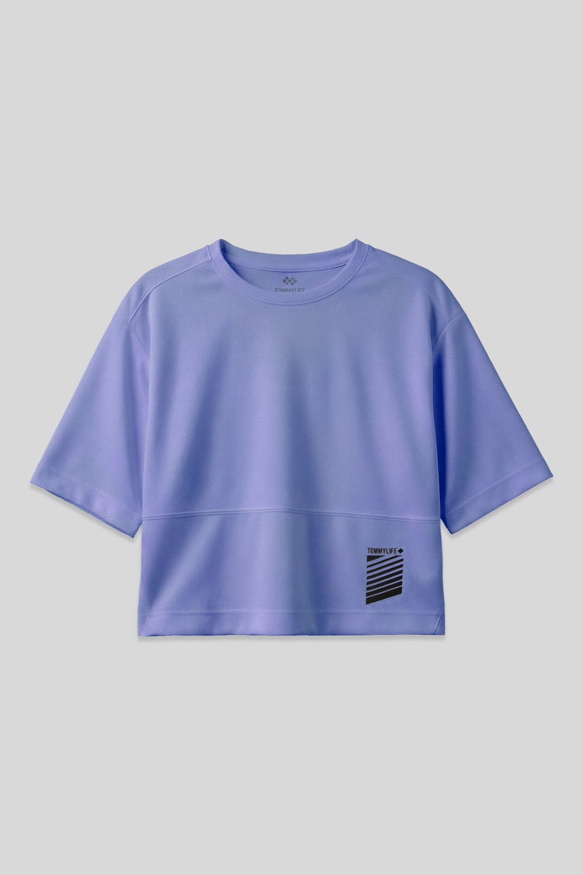 Image of Eflatun Nefes Alan Dokulu İnce Esnek Oversize Fit Performans Kadın T-Shirt - 97284