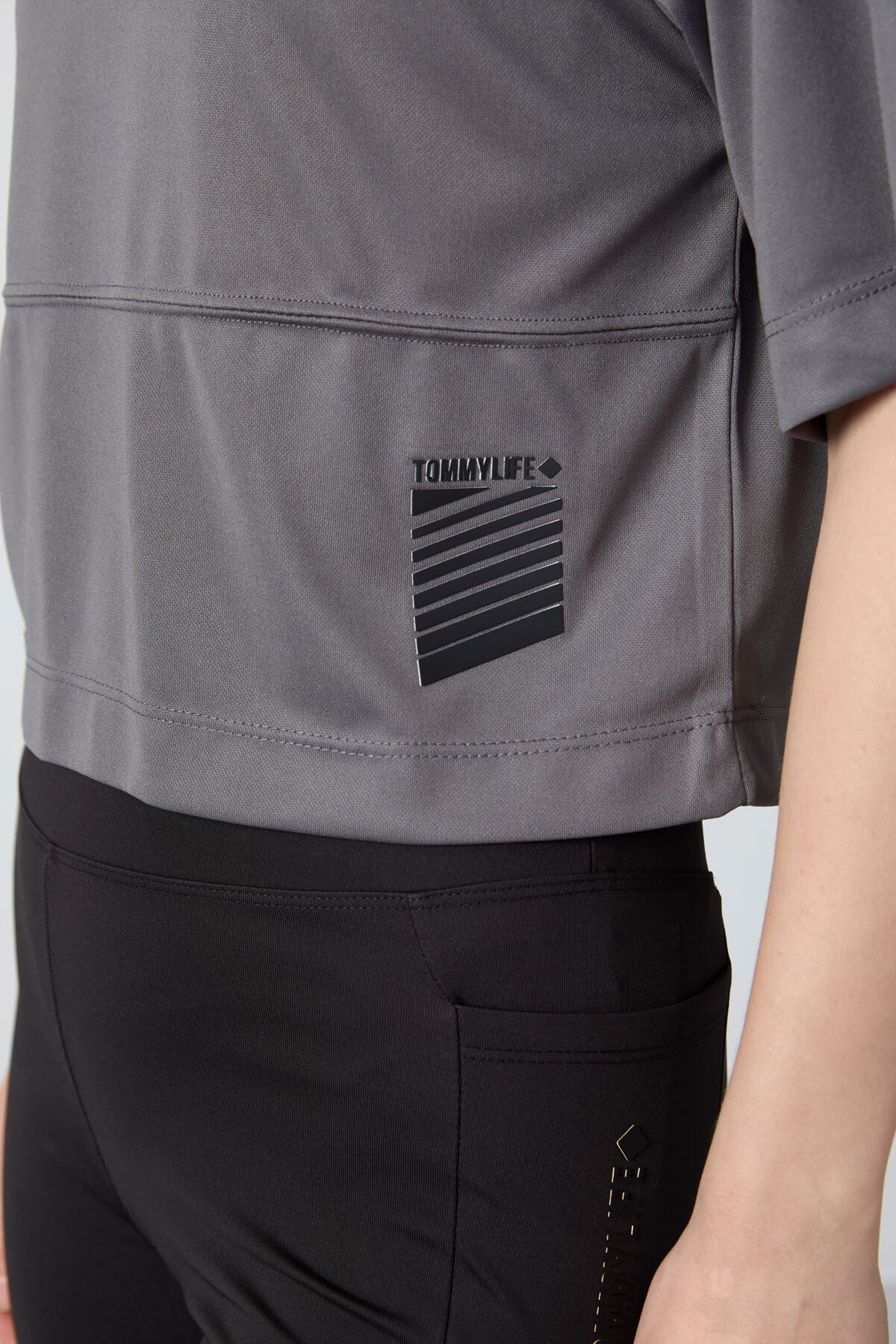 Image of Tricou gri închis, respirabil, texturat, subțire, flexibil, croială supradimensionată, performant, pentru femei - 97284