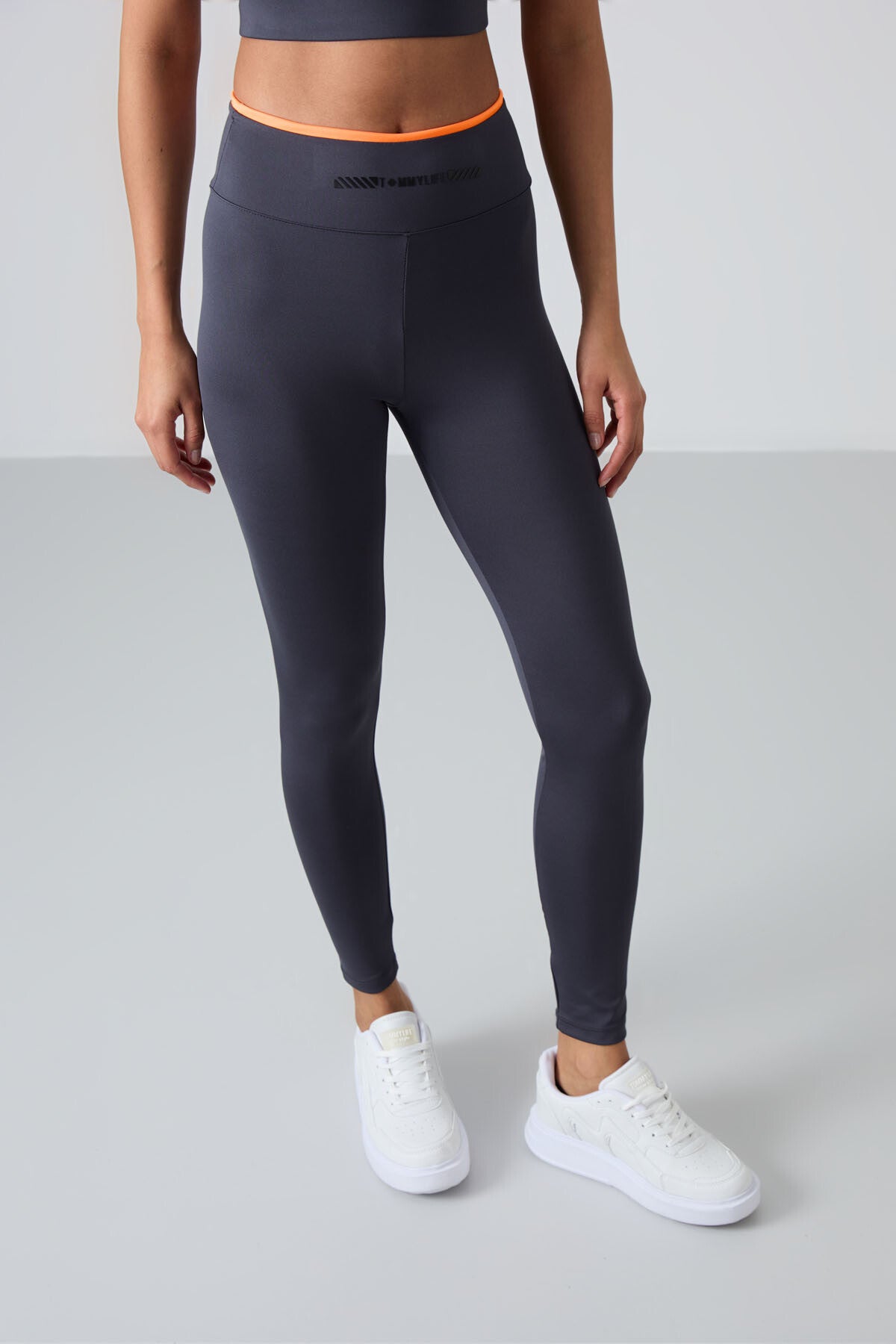 Image of Antrasit Esnek Standart Fit Performans Kadın Tayt Takım - 95333