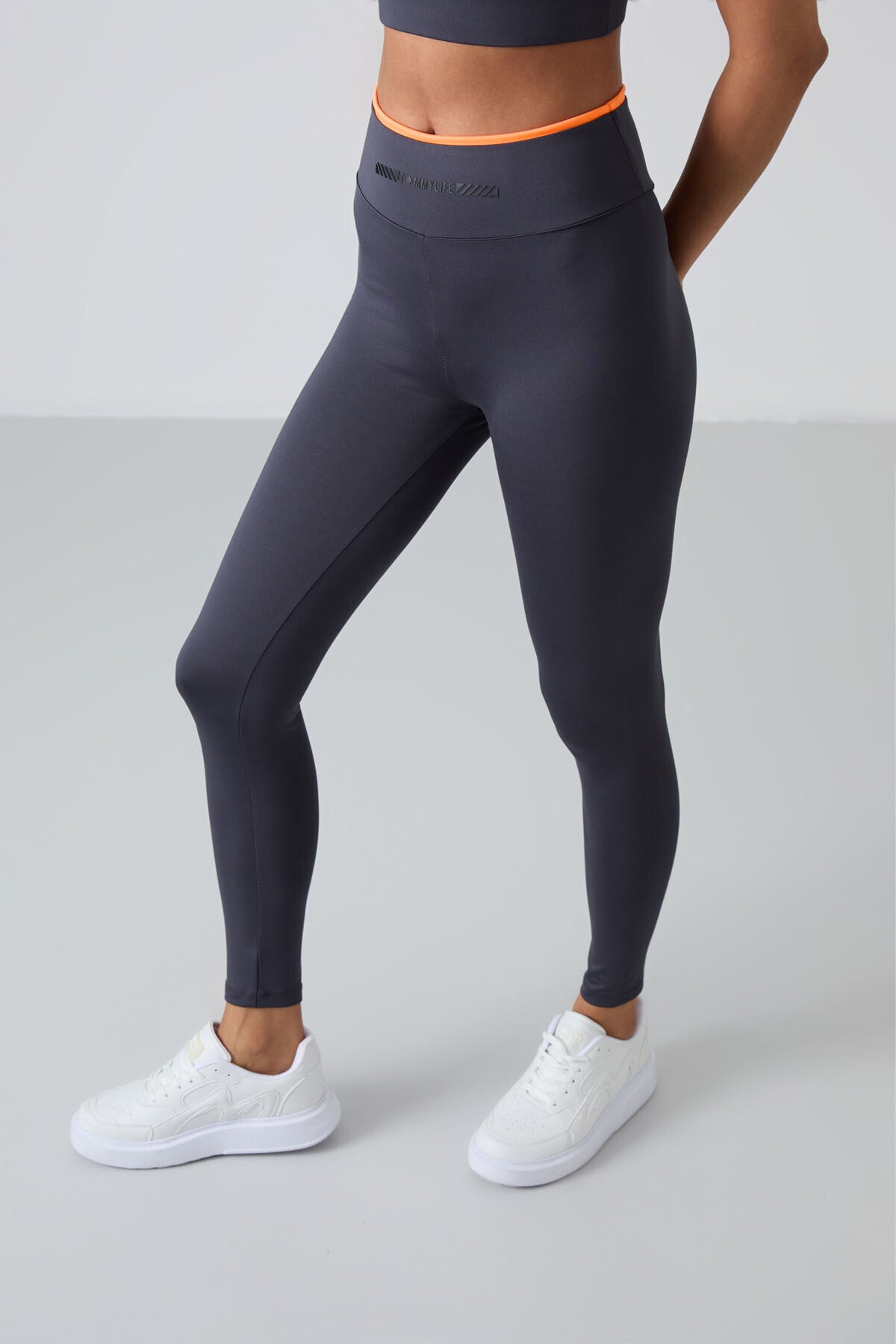 Image of Antrasit Esnek Standart Fit Performans Kadın Tayt Takım - 95333