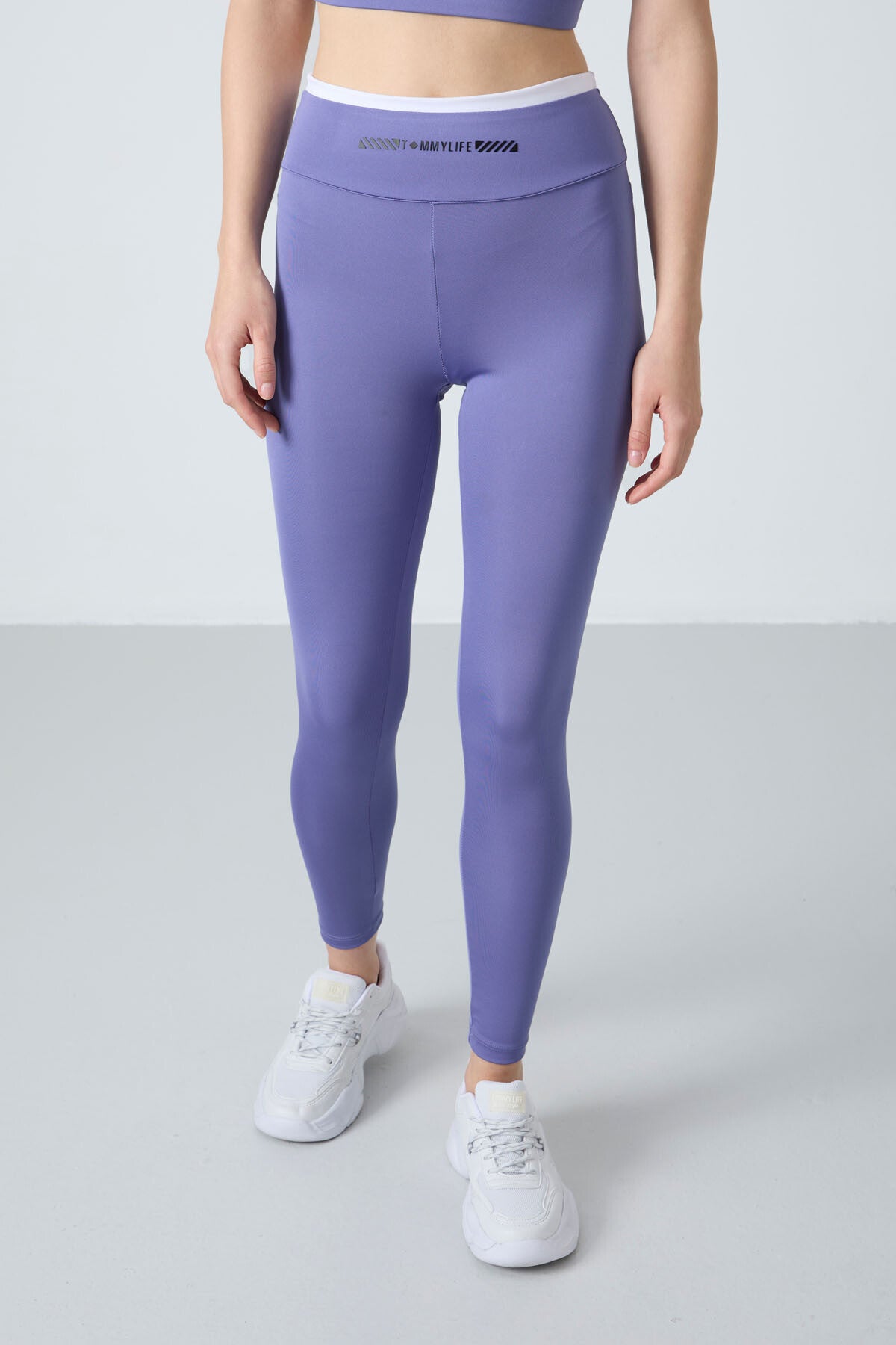 Image of Eflatun Esnek Standart Fit Performans Kadın Tayt Takım - 95333