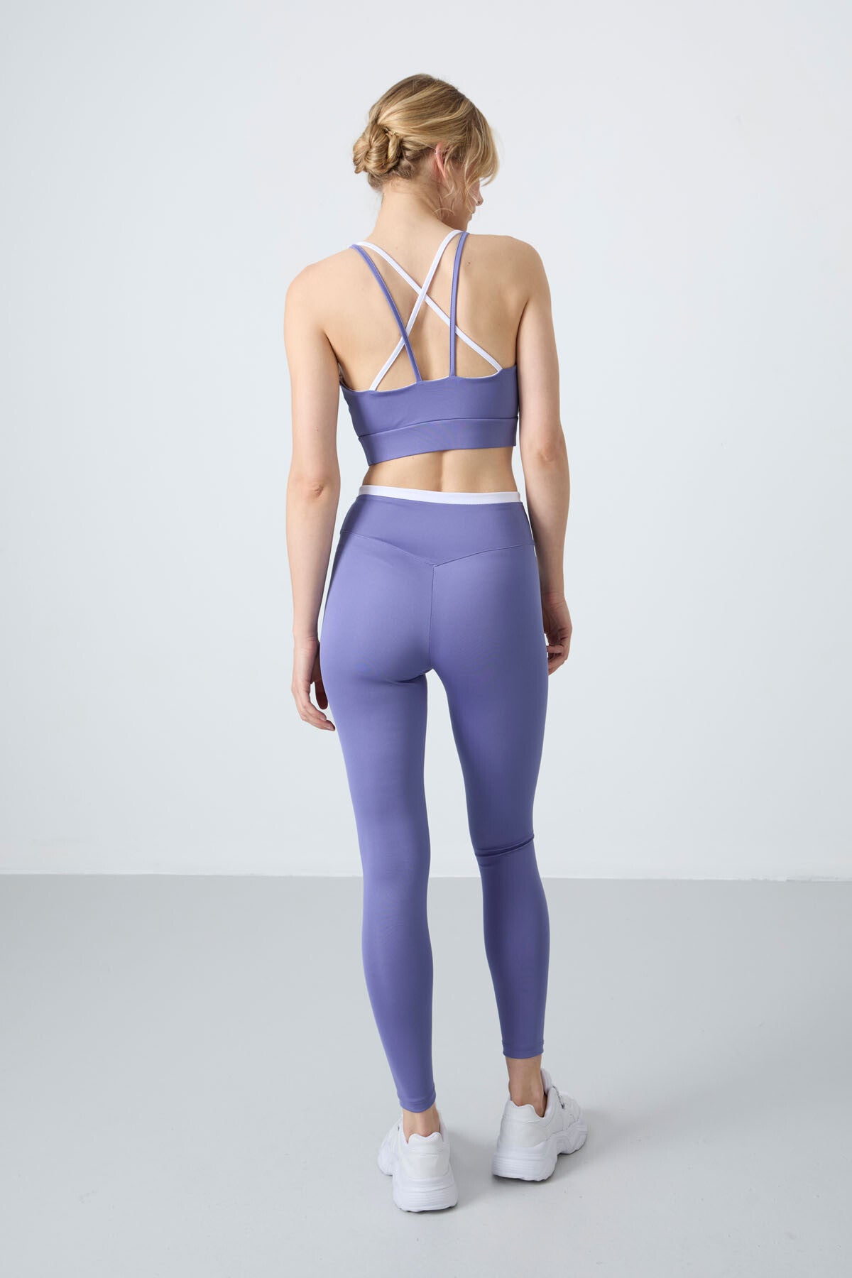 Image of Eflatun Esnek Standart Fit Performans Kadın Tayt Takım - 95333