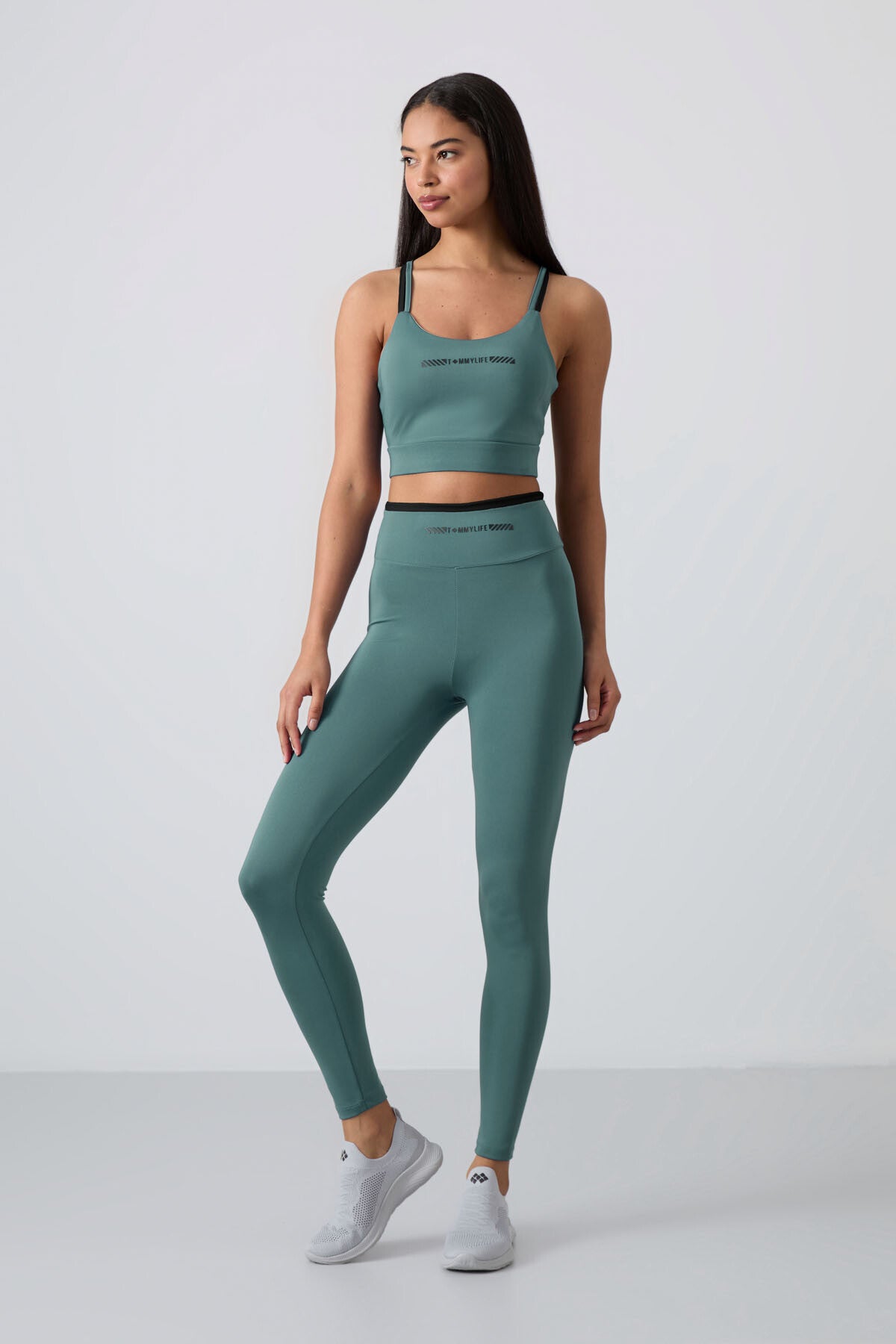 Image of Mint Yeşili Esnek Standart Fit Performans Kadın Tayt Takım - 95333