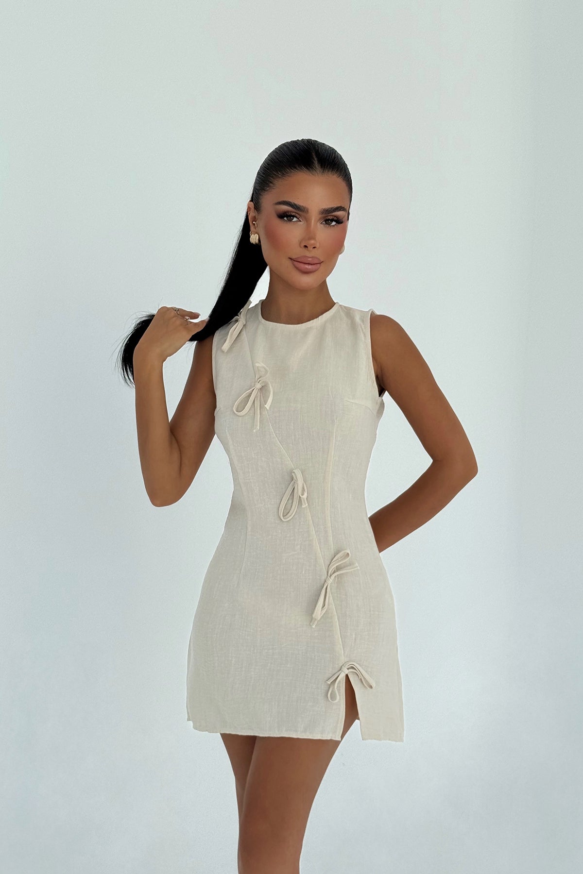 Image of Bej Kathy Mini Fiyonklu Elbise ATE-3184