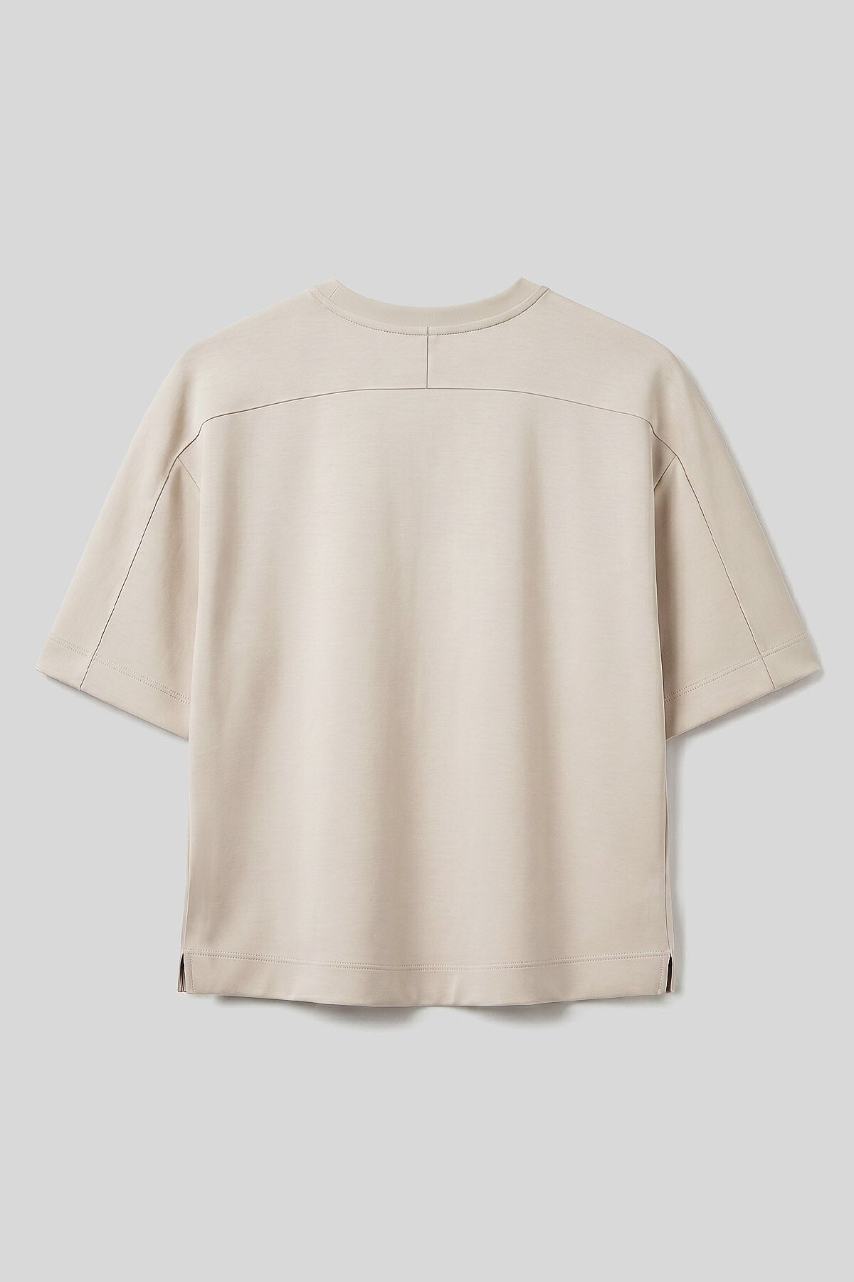 Image of Bej O Yaka Oversize Kısa Kollu Kadın T-Shirt - 97316