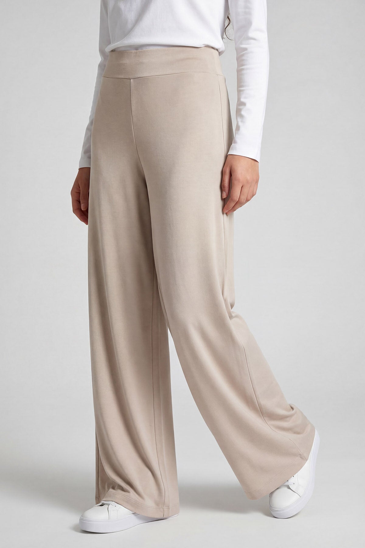 Image of Bej Comfort Fit Geniş Paça Korsajlı Palazzo Kadın Pantolon - 94681