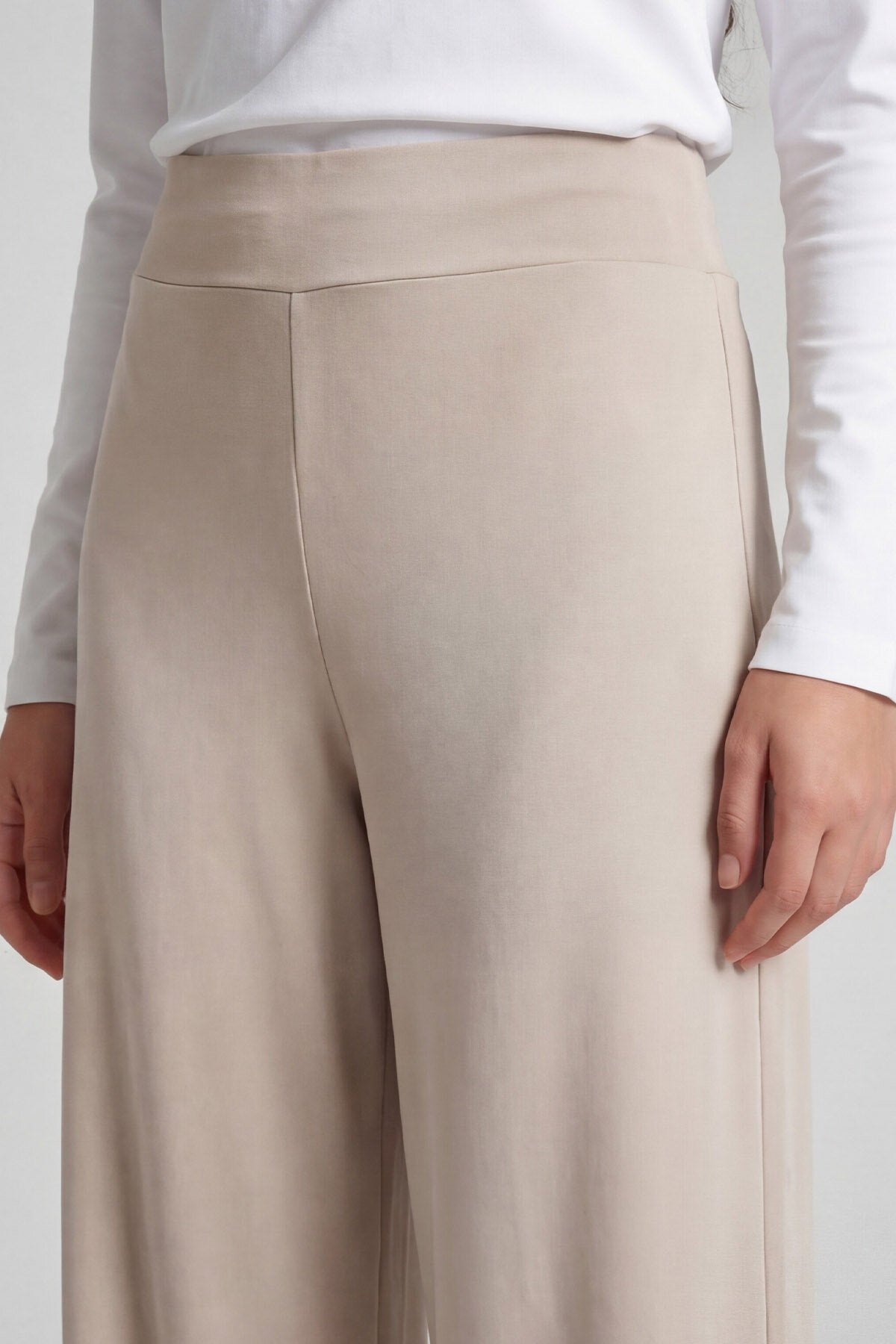 Image of Bej Comfort Fit Geniş Paça Korsajlı Palazzo Kadın Pantolon - 94681