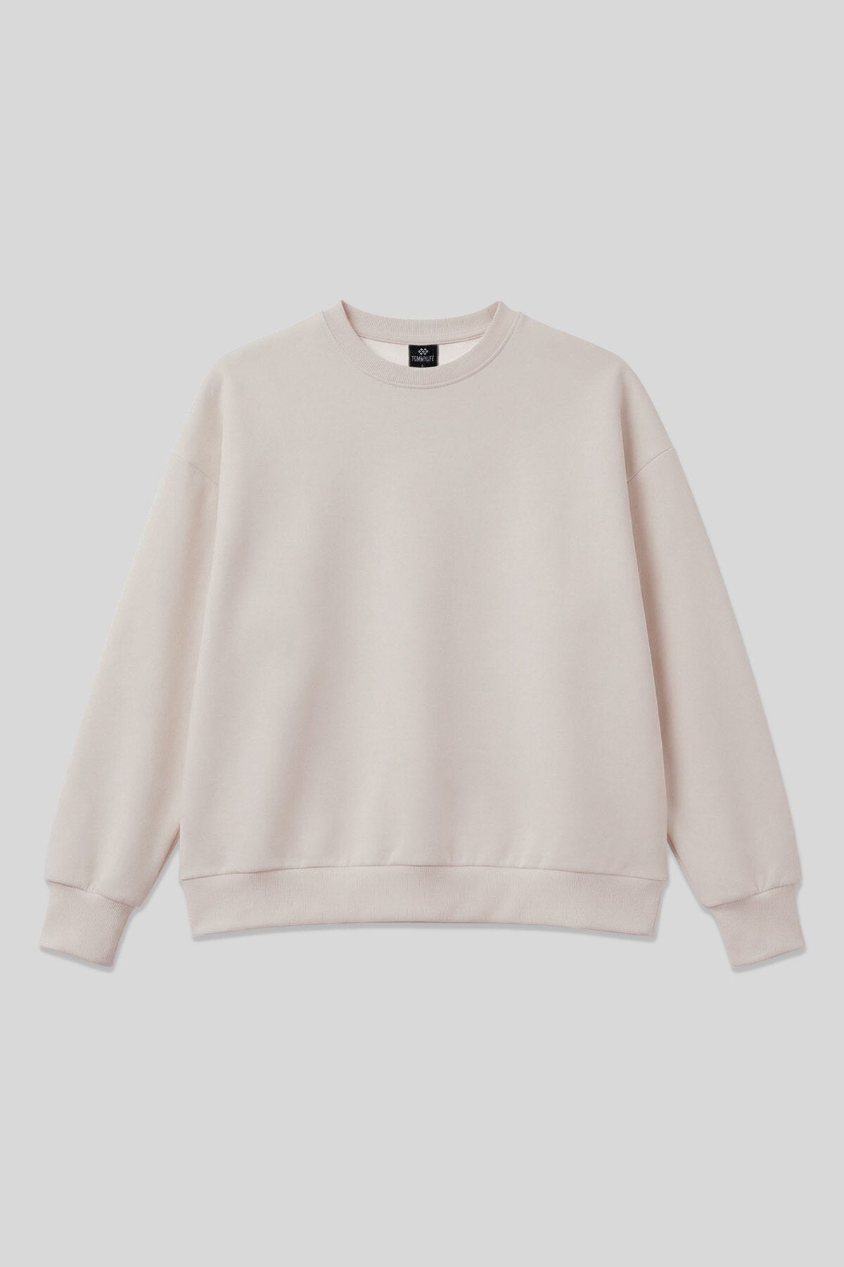 Image of Bej Basic O Yaka Oversize Kadın Sweatshirt - 97053
