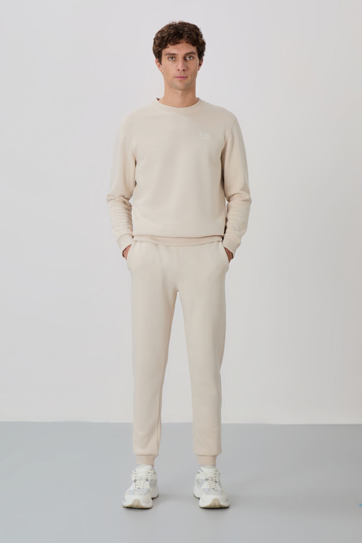 Image of Set trening Andy bej din fleece pentru bărbați - 85190