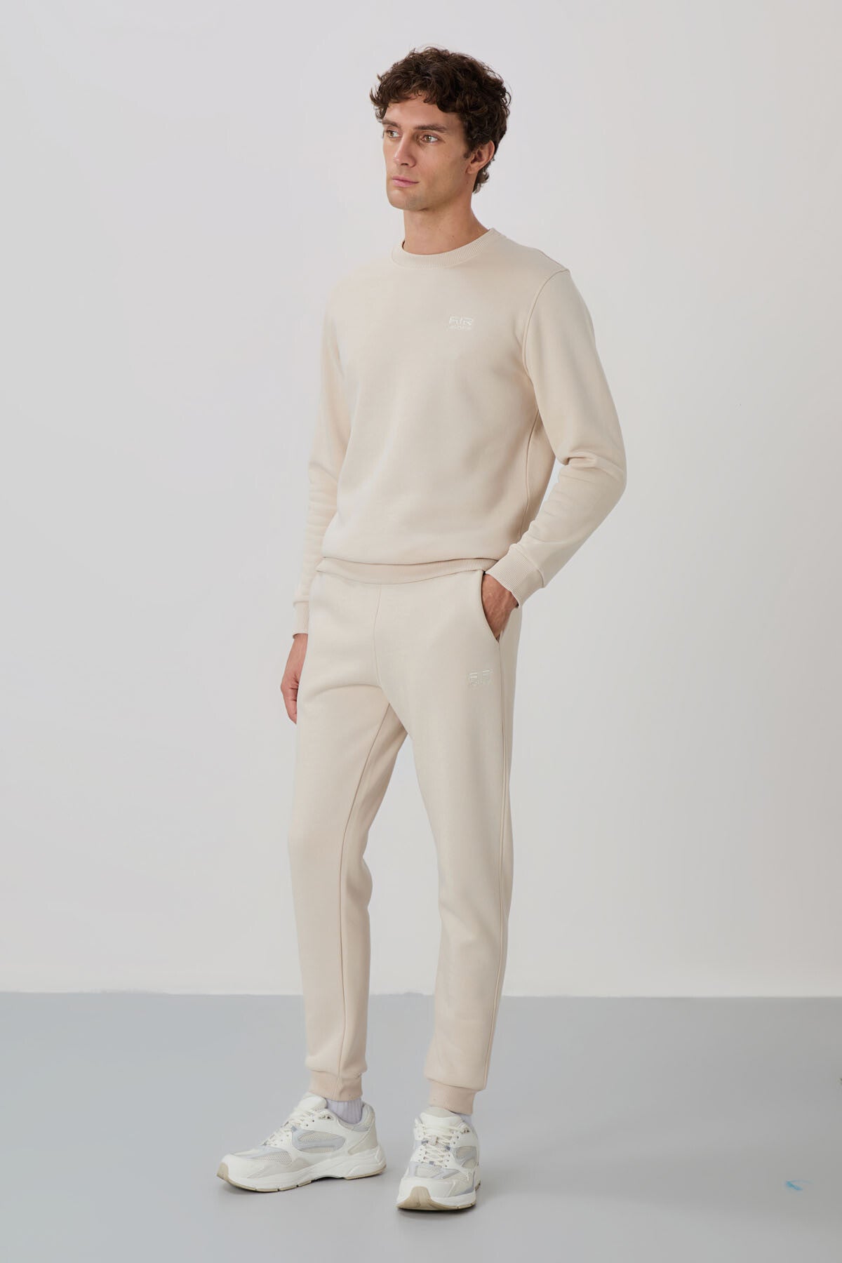 Image of Set trening Andy bej din fleece pentru bărbați - 85190
