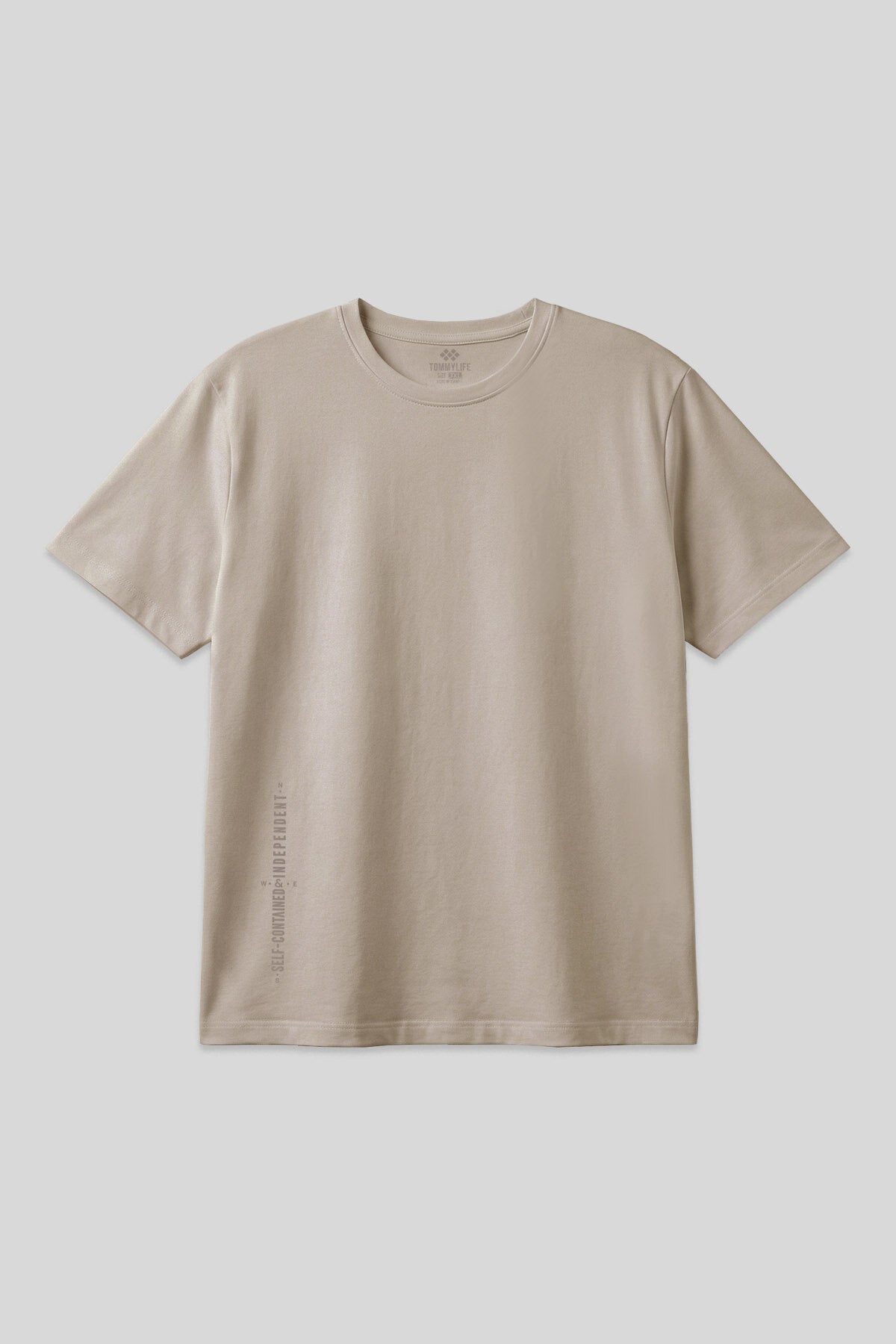 Image of Bej Baskılı O Yaka Rahat Form Battal Büyük Beden Erkek T-Shirt - 88472