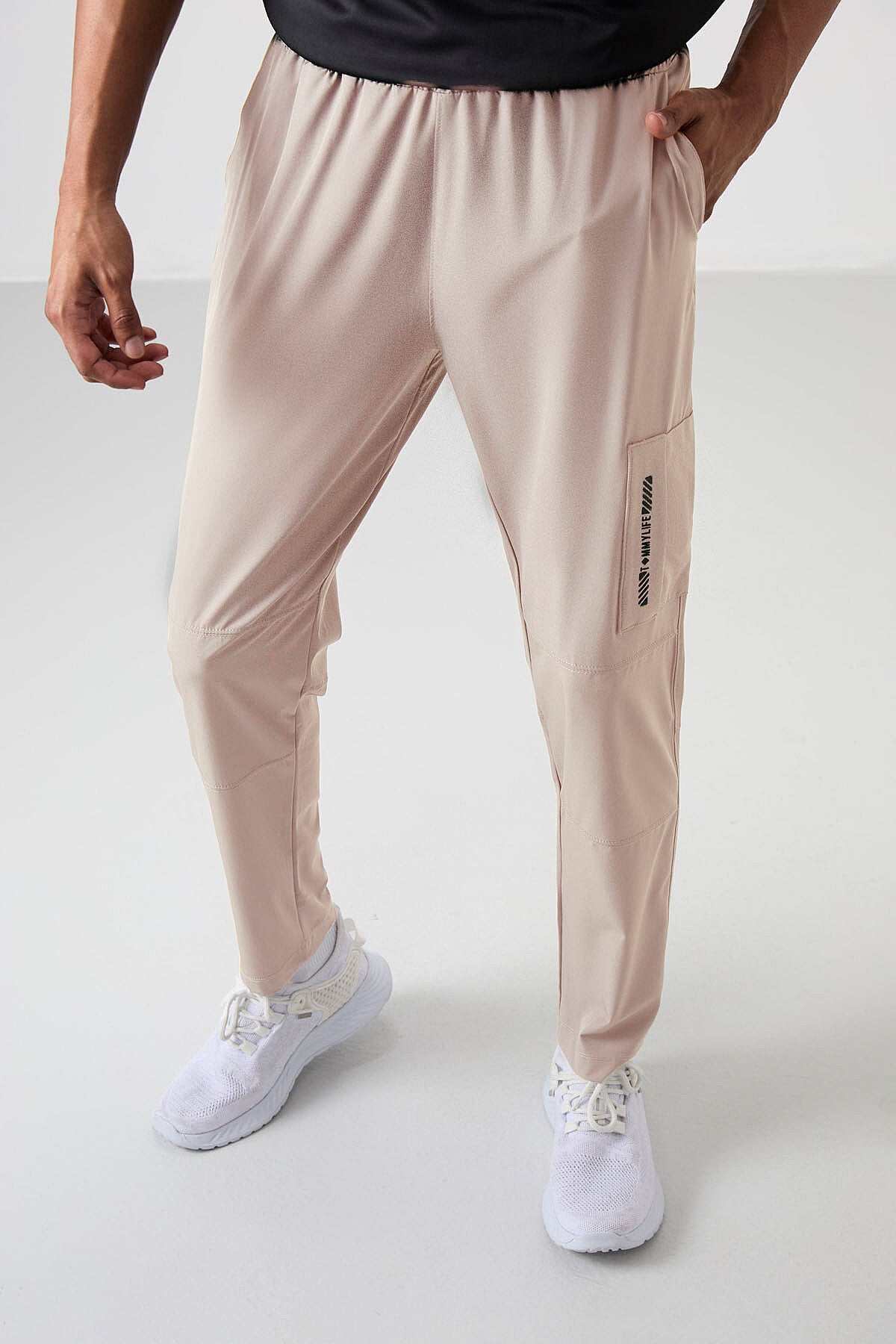 Image of Bej İnce Yumuşak Comfort Fit Erkek Eşofman Alt - 82120