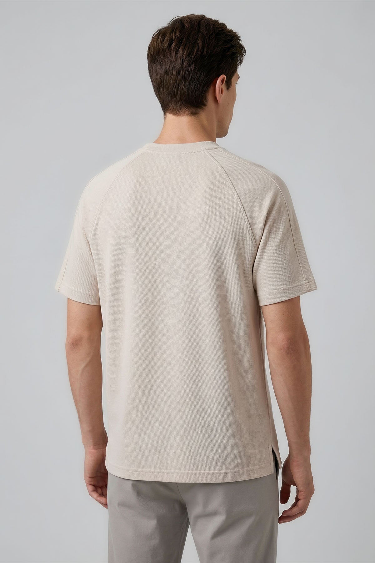 Image of Bej Rahat Form Esnek Nefes Alabilir Erkek T-Shirt - 88495