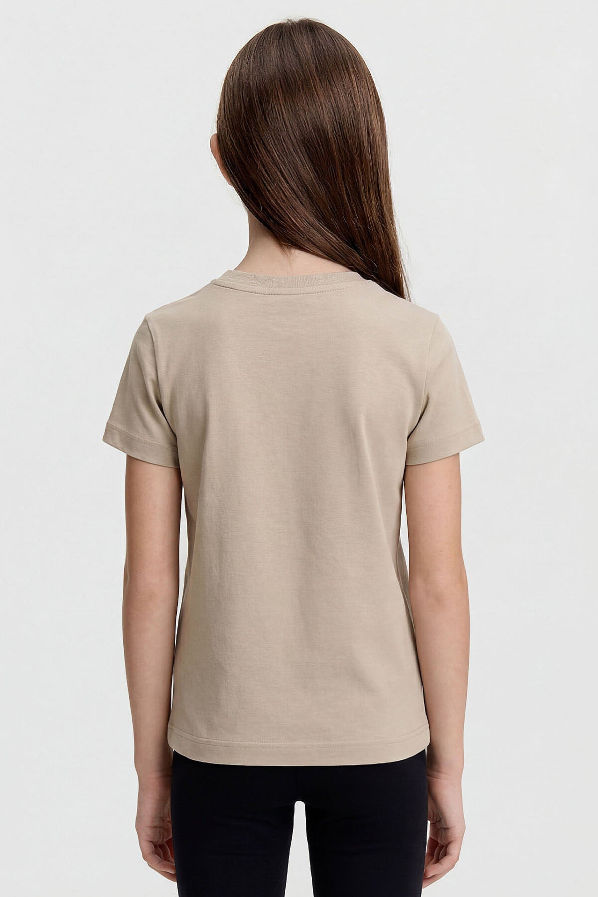 Image of Bej O Yaka Standart Fit Basic Unisex Çocuk T-Shirt - 11328
