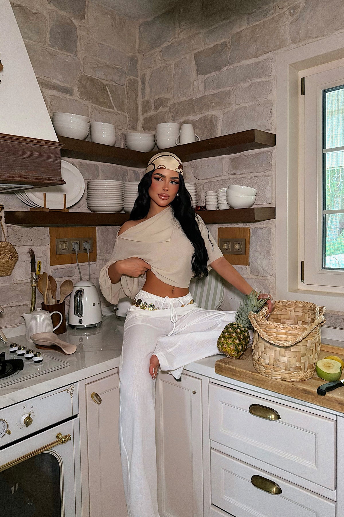 Image of Beyaz Lino Pantolon ATE-4824