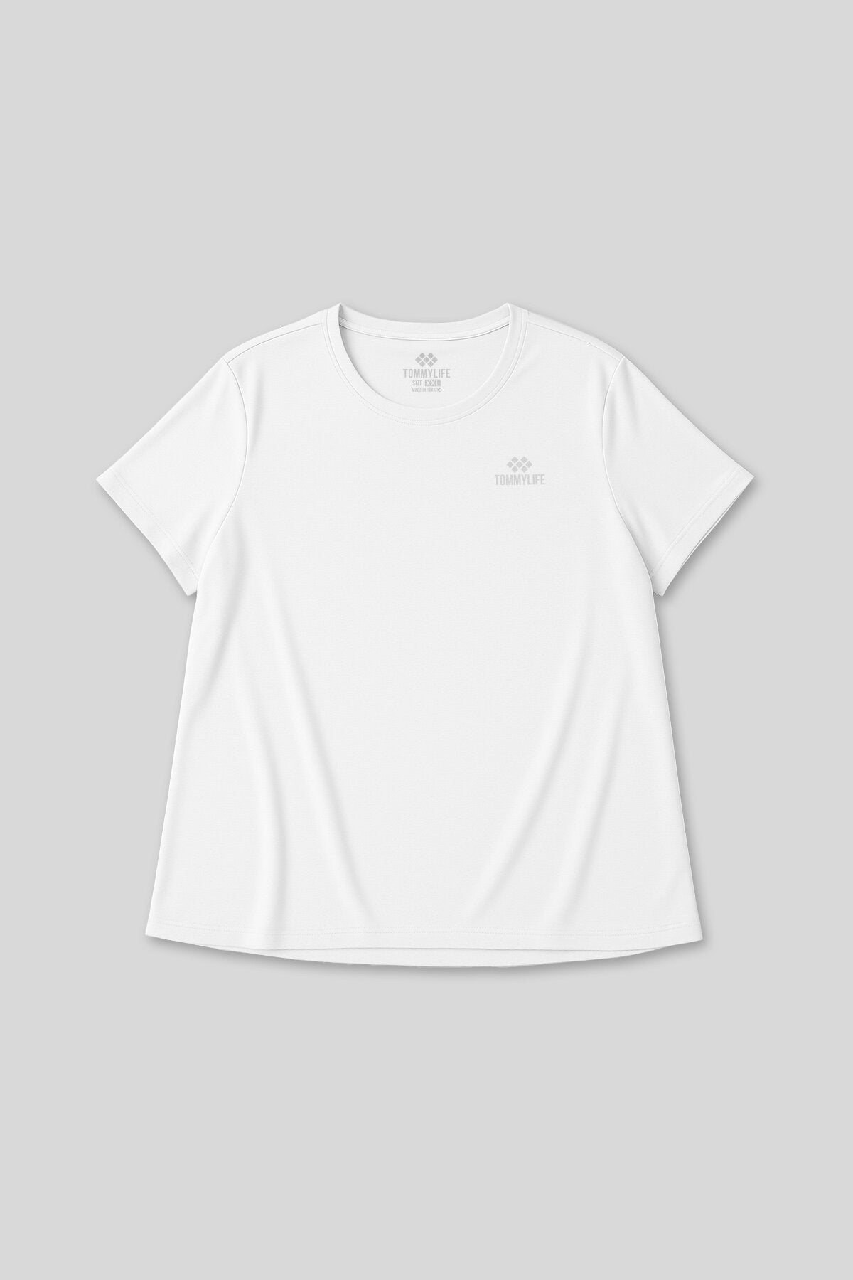 Image of Beyaz Baskılı O Yaka Rahat Form Battal Büyük Beden Kadın T-Shirt - 97308