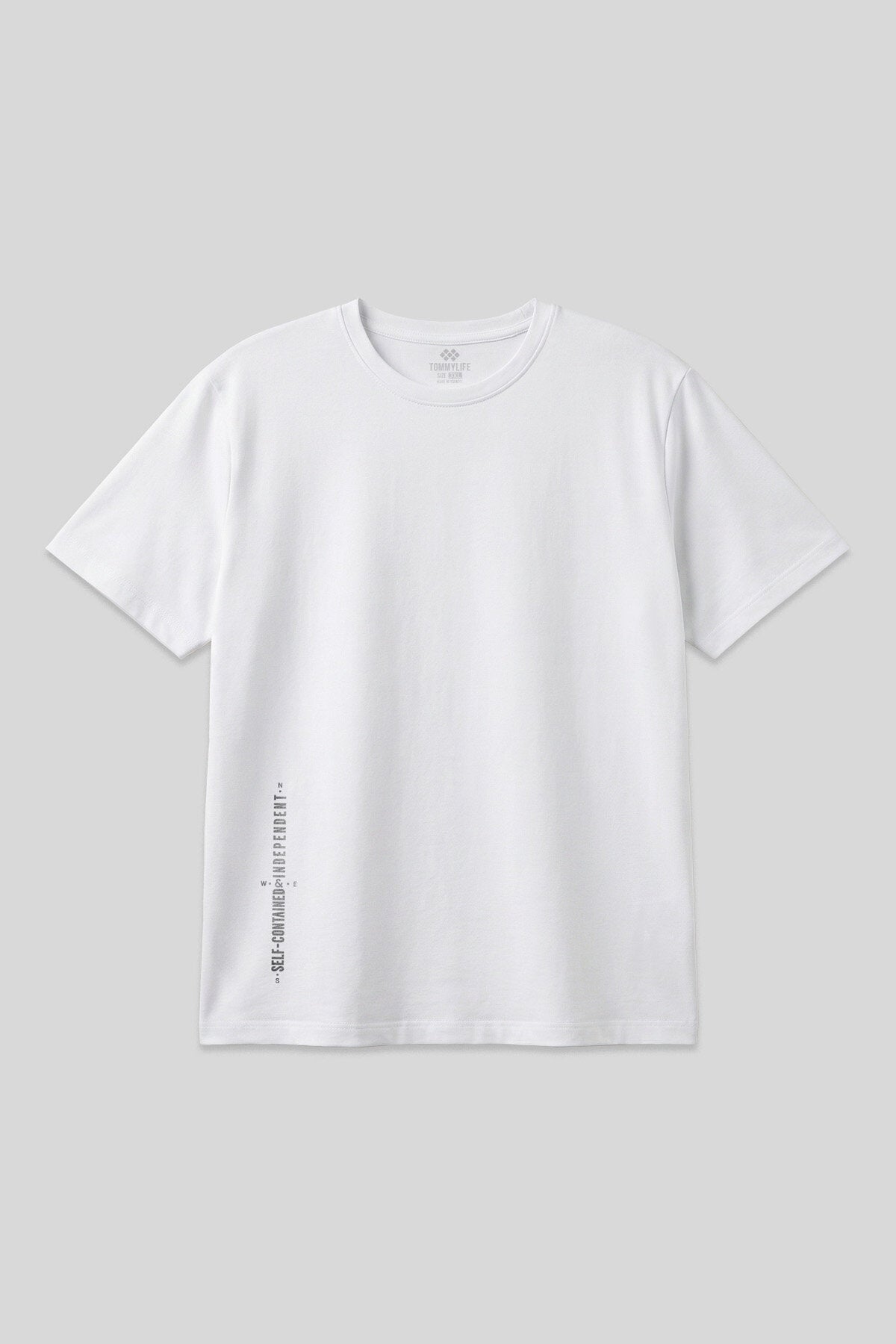 Image of Beyaz Baskılı O Yaka Rahat Form Battal Büyük Beden Erkek T-Shirt - 88472