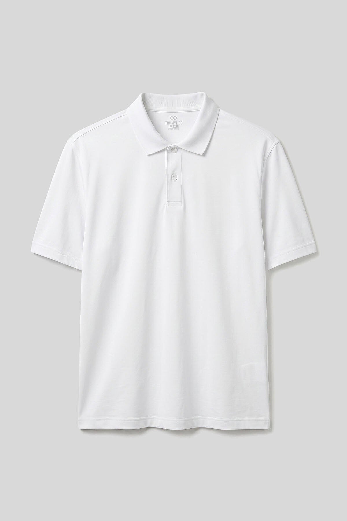 Image of Beyaz Polo Yaka Büyük Beden Battal Erkek T-Shirt - 88511