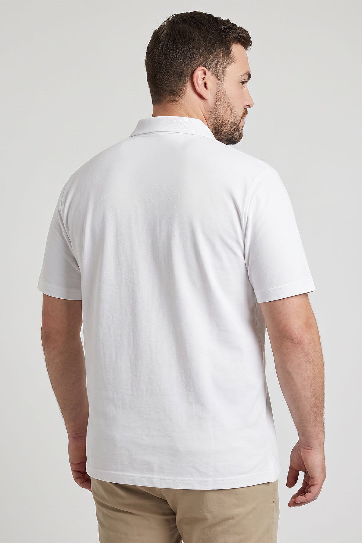 Image of Beyaz Polo Yaka Büyük Beden Battal Erkek T-Shirt - 88511