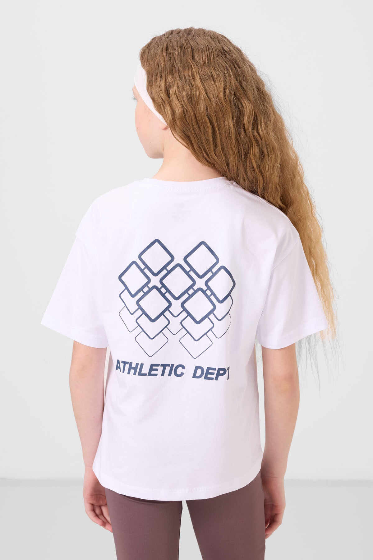Image of Beyaz Pamuklu O Yaka Oversize Fit Baskılı Kız Çocuk T-Shirt - 75178