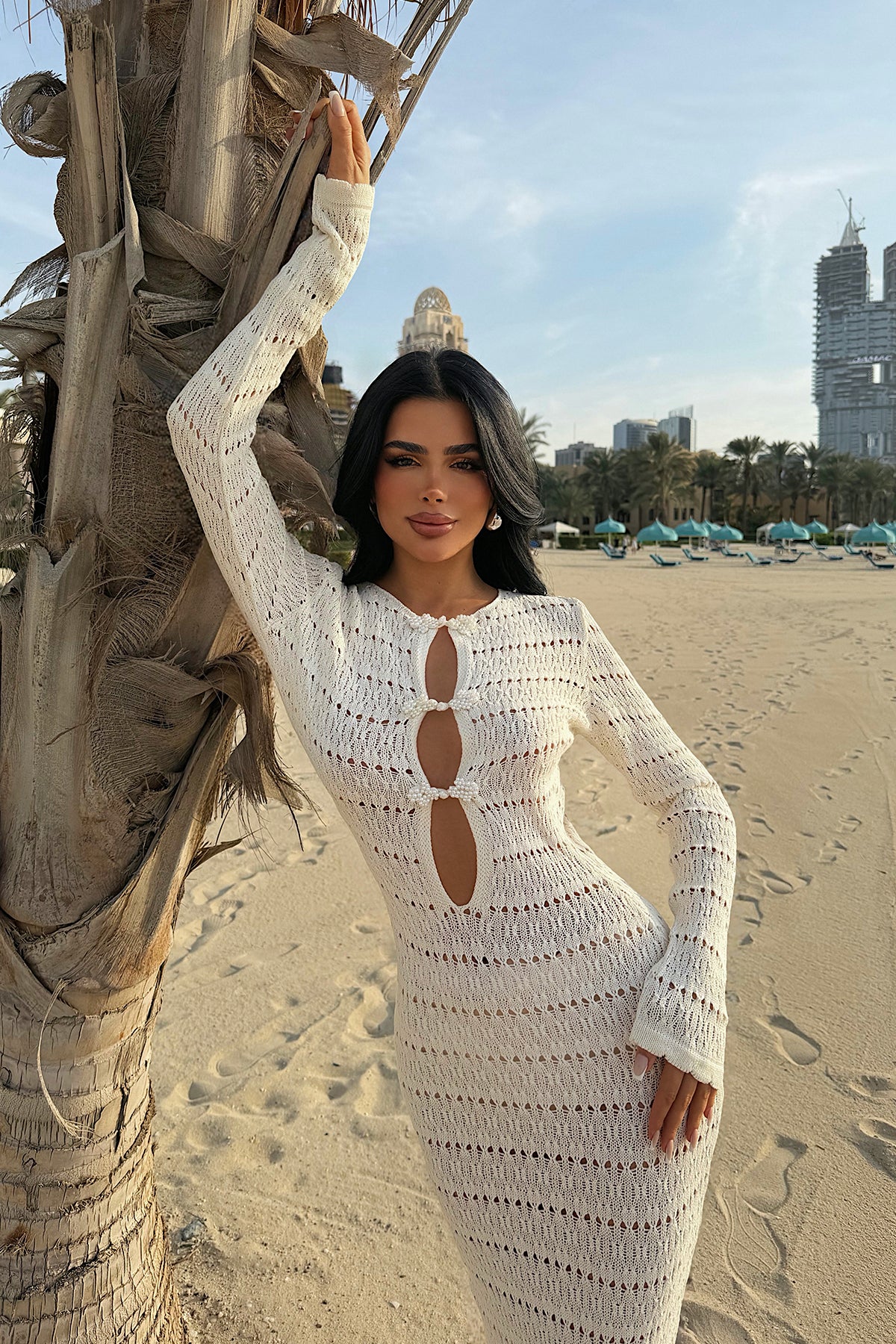 Image of Beyaz Triko Elbise ATE-4908