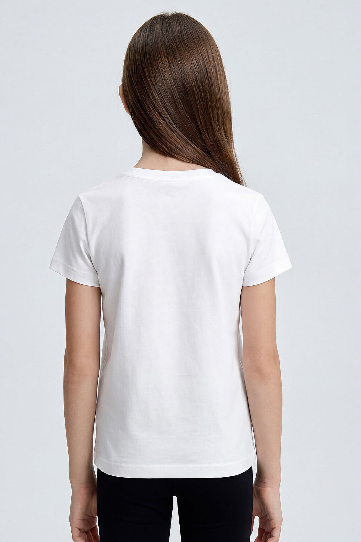 Image of Beyaz O Yaka Standart Fit Basic Unisex Çocuk T-Shirt - 11328