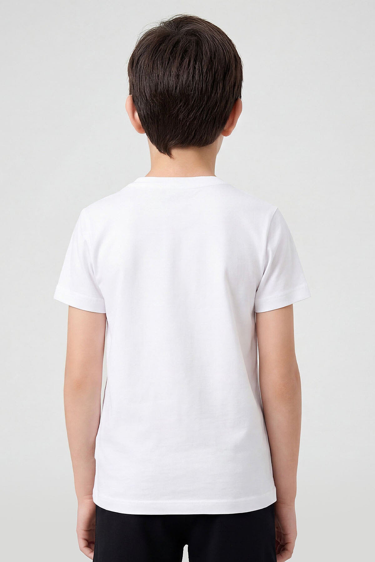 Image of Beyaz O Yaka Standart Fit Basic Unisex Çocuk T-Shirt - 11328