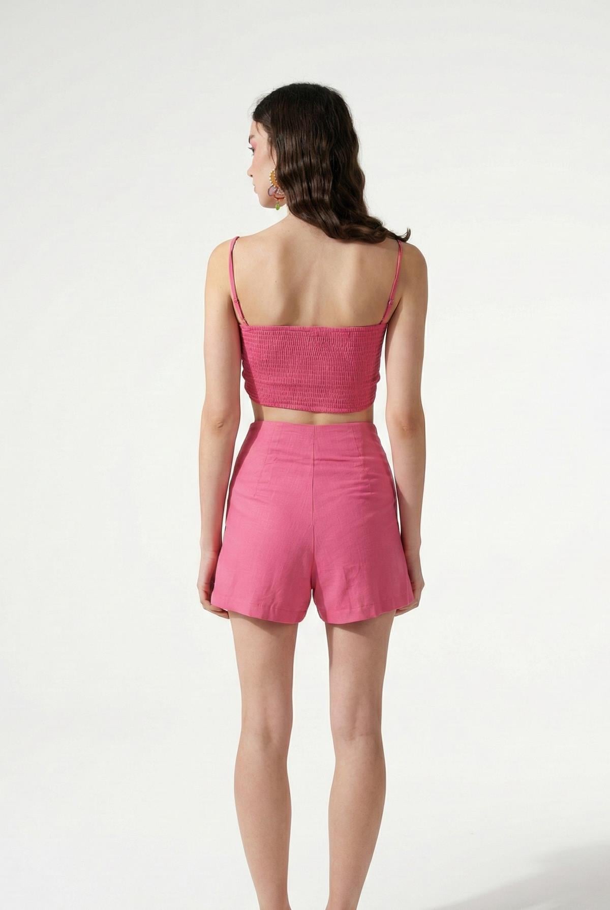 Image of Koton Kumaş Şeffaf Rise Zincir Detaylı Bluz Pembe