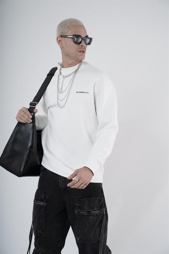 Image of Crew Neck Kingbrich Print Oversize Basic Sweatshirt