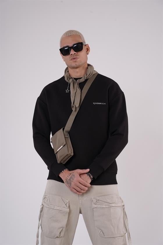 Image of Bisiklet Yaka Kingbrich Baskılı Oversize Kalıp Basıc Sweatshirt
