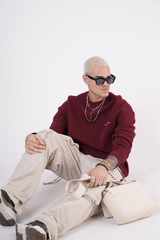 Image of Crew Neck Kingbrich Print Oversize Basic Sweatshirt