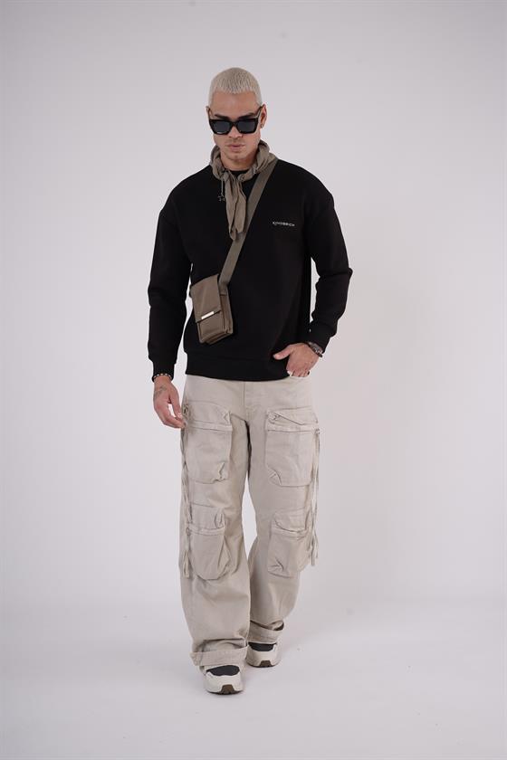 Image of Bisiklet Yaka Kingbrich Baskılı Oversize Kalıp Basıc Sweatshirt