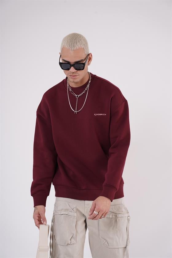 Image of Crew Neck Kingbrich Print Oversize Basic Sweatshirt