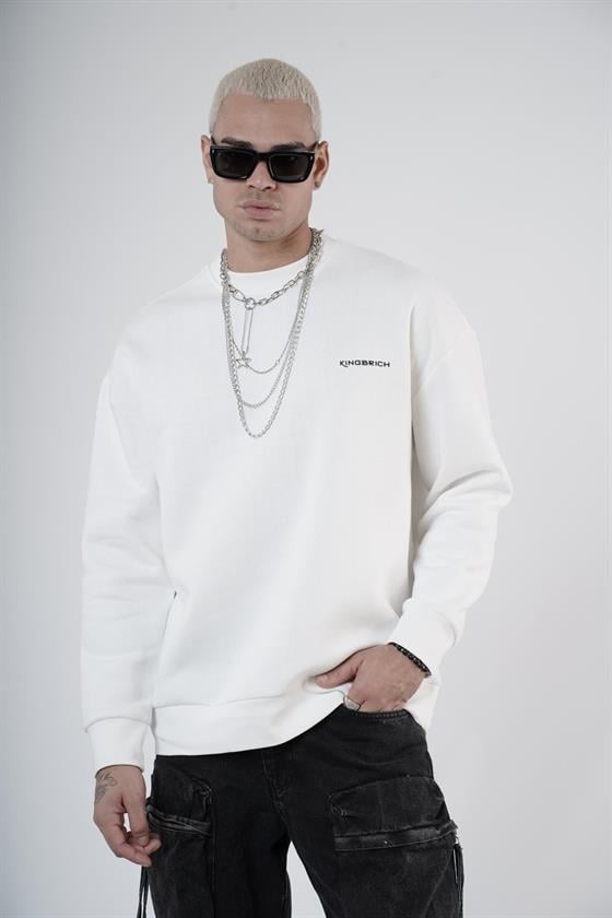 Image of Crew Neck Kingbrich Print Oversize Basic Sweatshirt