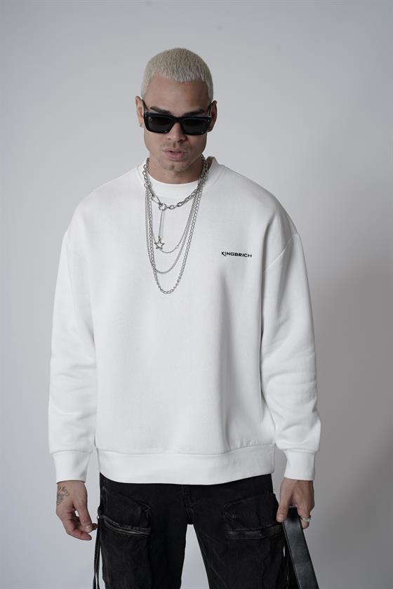 Image of Crew Neck Kingbrich Print Oversize Basic Sweatshirt