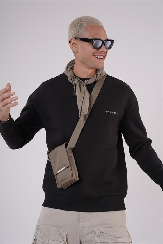 Image of Bisiklet Yaka Kingbrich Baskılı Oversize Kalıp Basıc Sweatshirt