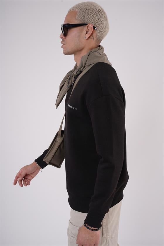 Image of Bisiklet Yaka Kingbrich Baskılı Oversize Kalıp Basıc Sweatshirt
