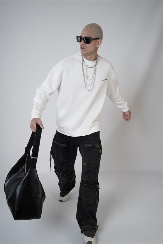 Image of Crew Neck Kingbrich Print Oversize Basic Sweatshirt