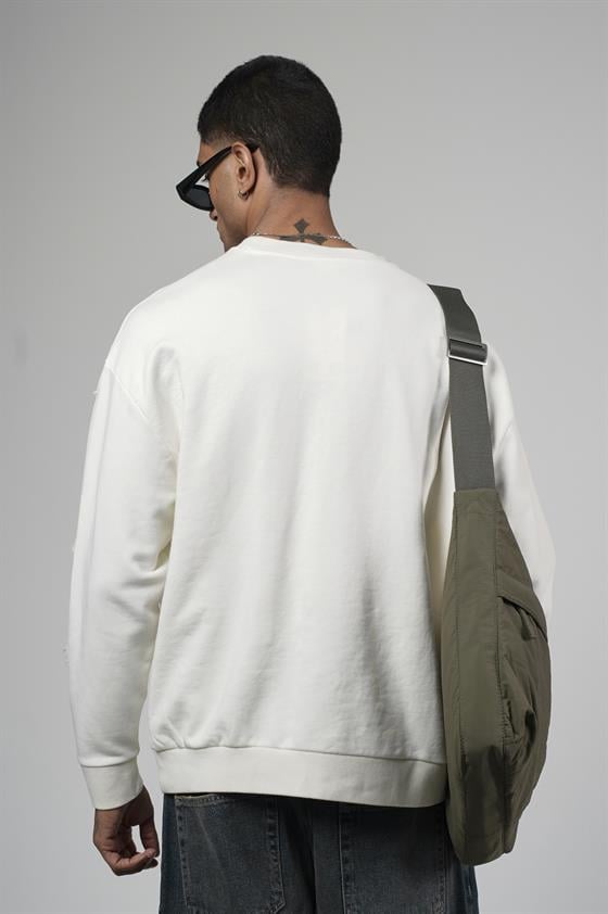 Image of Bisiklet Yaka Lazerli Oversize Kalıp Erkek Sweatshirt