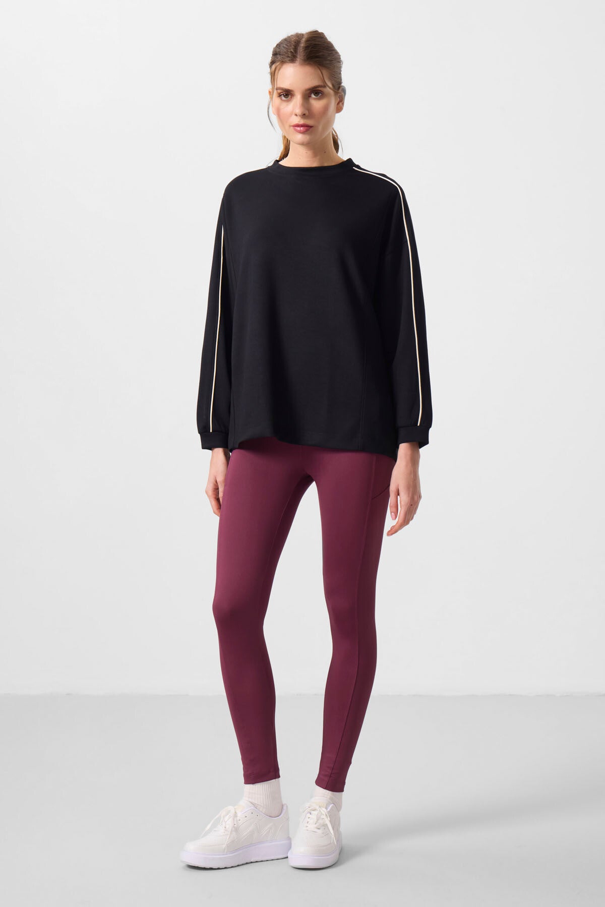 Image of Bordo Esnek Standart Fit Performans Kadın Tayt - 94667
