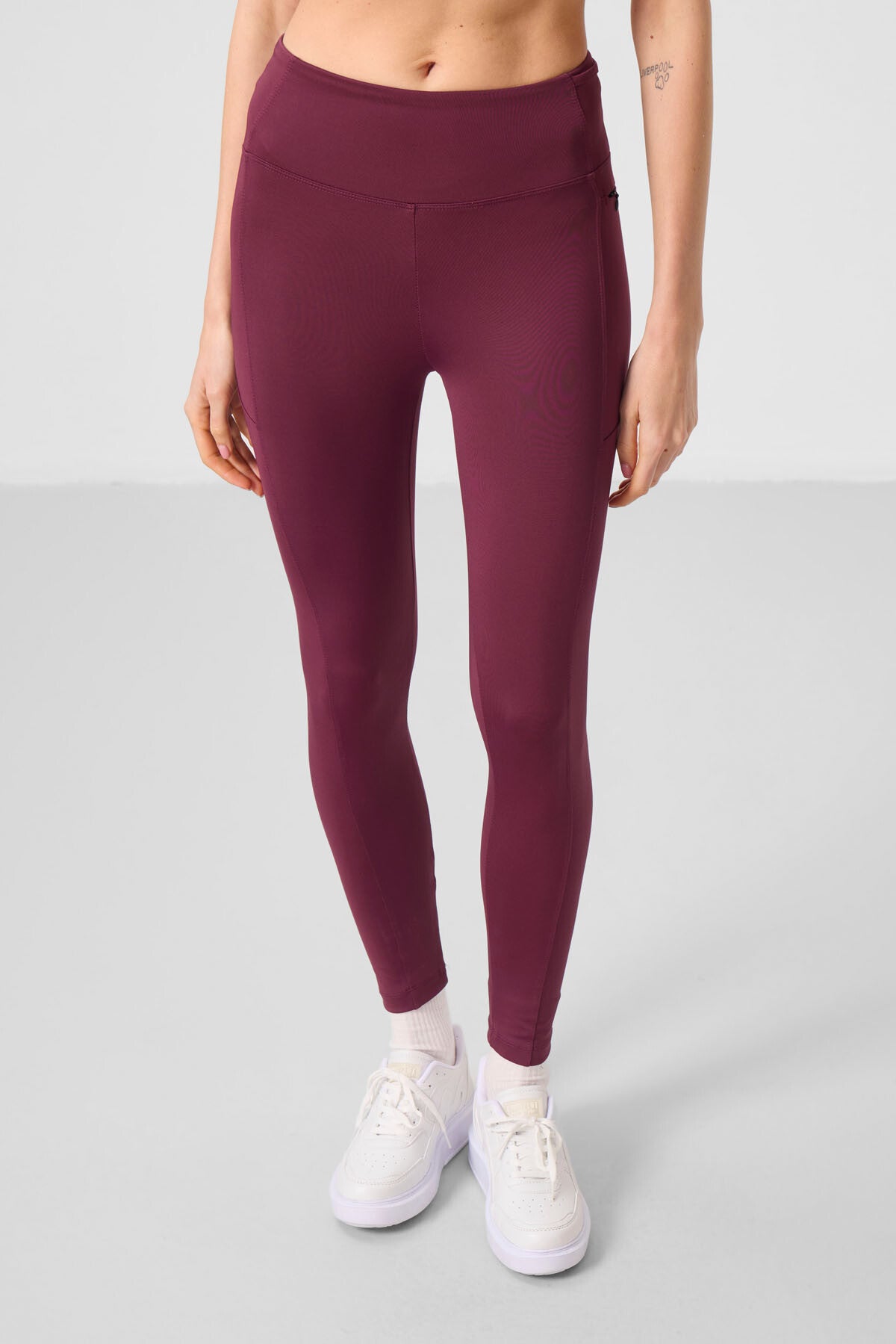 Image of Bordo Esnek Standart Fit Performans Kadın Tayt - 94667