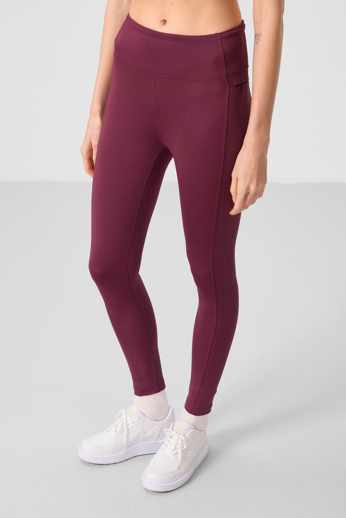 Image of Bordo Esnek Standart Fit Performans Kadın Tayt - 94667