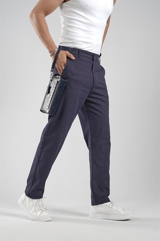 Image of Pantaloni din material Lycra cu croială Boyfriend Fit