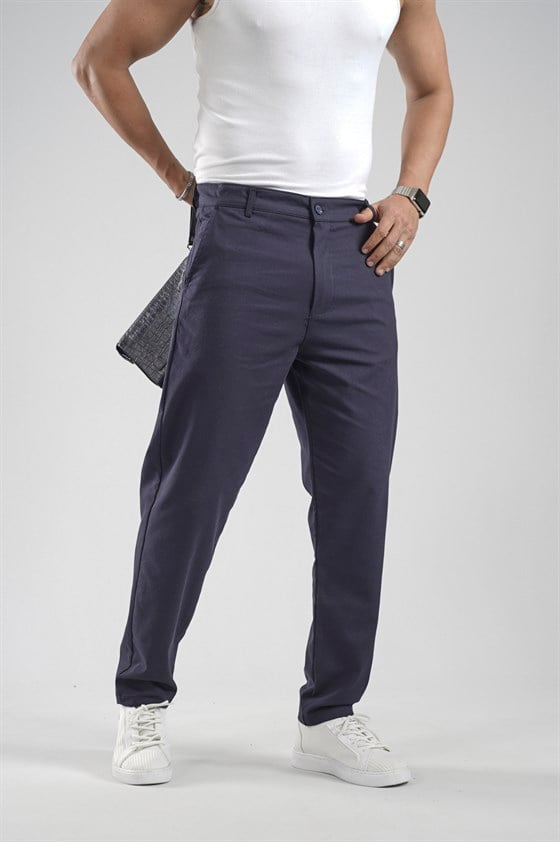 Image of Pantaloni din material Lycra cu croială Boyfriend Fit