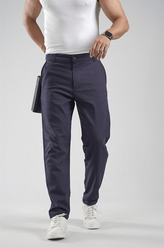 Image of Pantaloni din material Lycra cu croială Boyfriend Fit