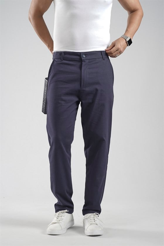 Image of Pantaloni din material Lycra cu croială Boyfriend Fit