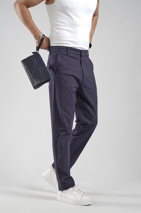 Image of Pantaloni din material Lycra cu croială Boyfriend Fit