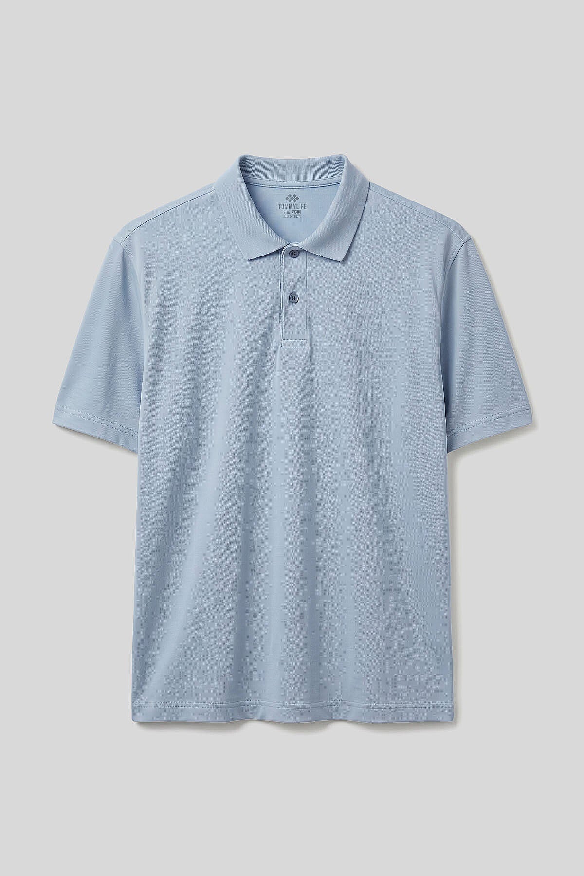 Image of Buz Mavi Polo Yaka Büyük Beden Battal Erkek T-Shirt - 88511