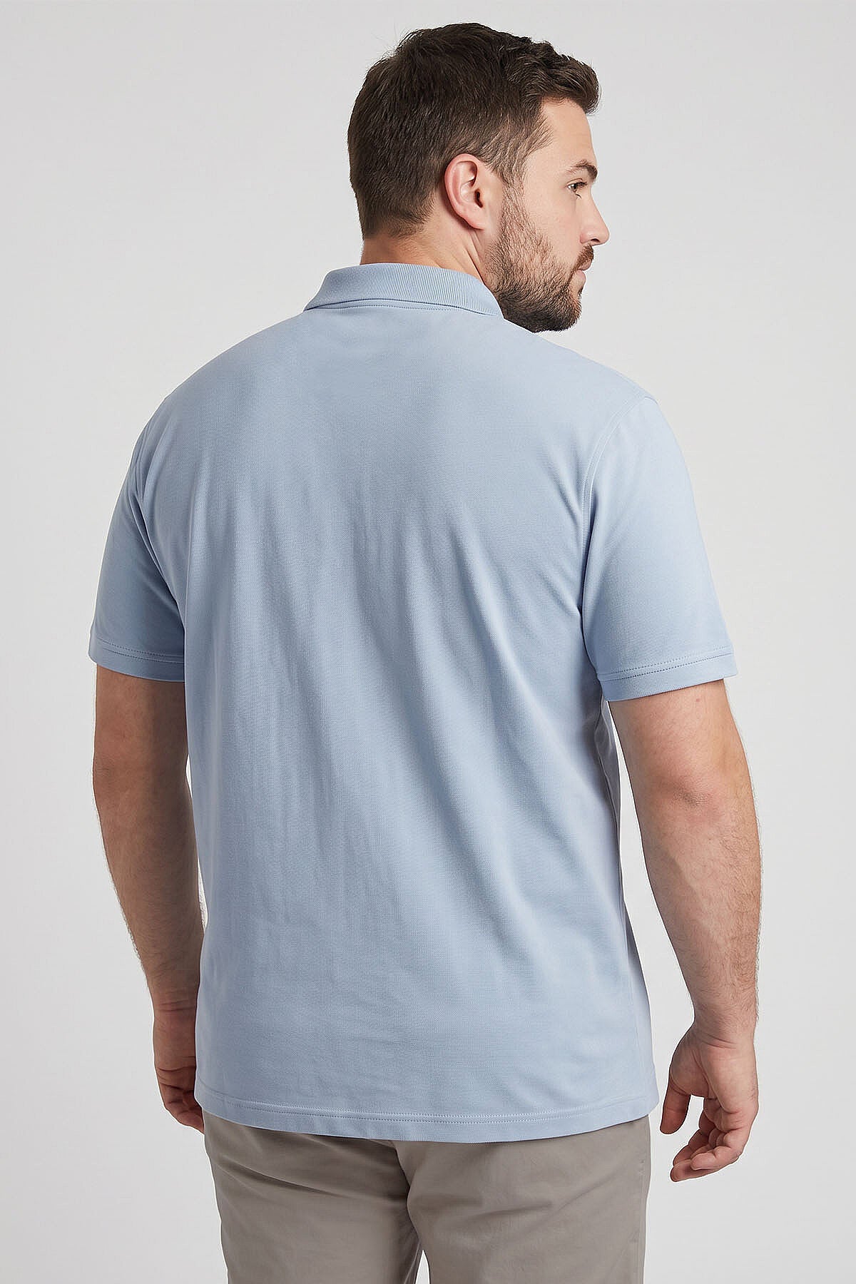 Image of Buz Mavi Polo Yaka Büyük Beden Battal Erkek T-Shirt - 88511